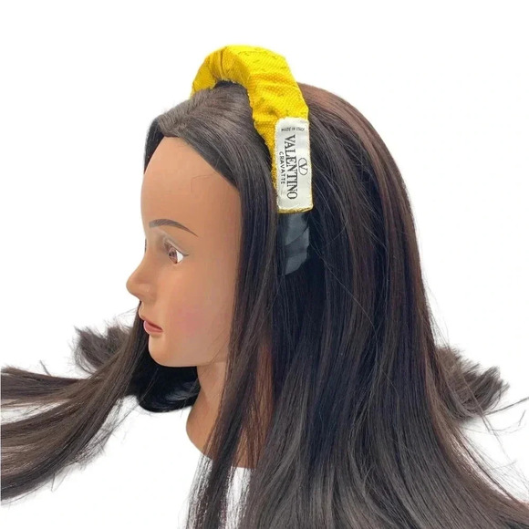 Hand Crafted Accessories - Handcrafted Crown Upcycled Yellow Bowtie Valentino Tie Headband Hair Accessory